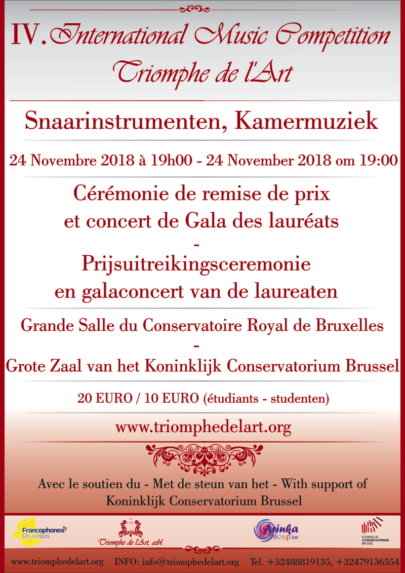 Concert de Gala des Lauréats et Cérémonie de la remise des prix du IV. Concours International de Musique Triomphe de l’Art.